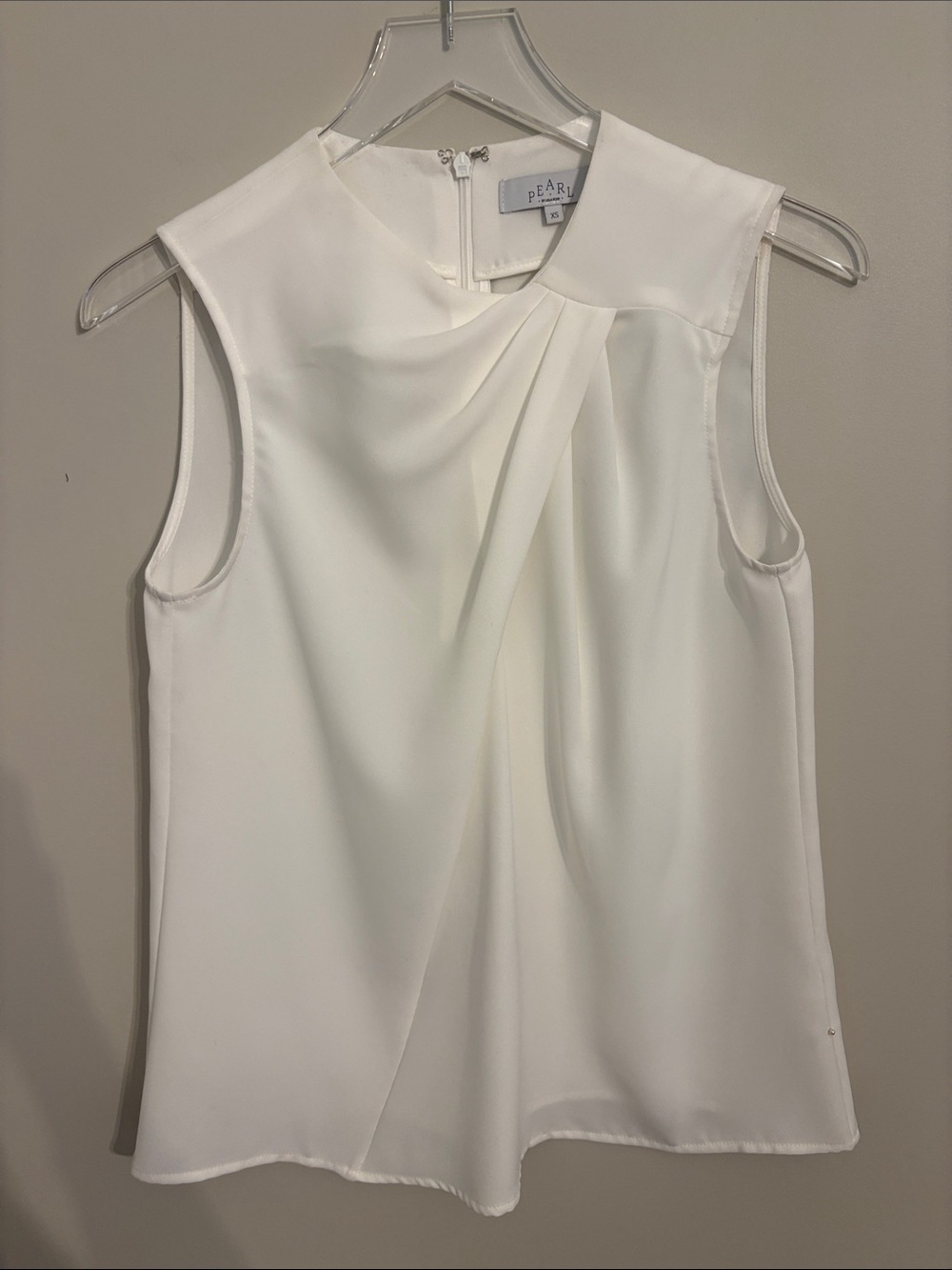 Pearl By Lela Rose White Draped Sleeveless Top